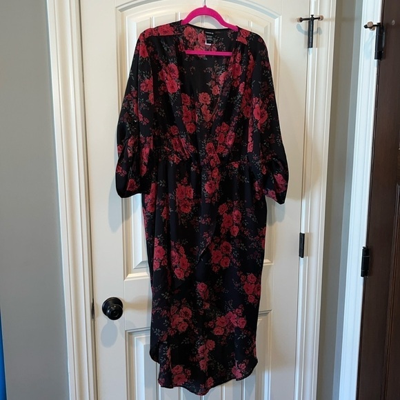 torrid Dresses & Skirts - Whimsigoth dark romantic red black floral 3/4 sleeve semi sheer maxi dress 22/24